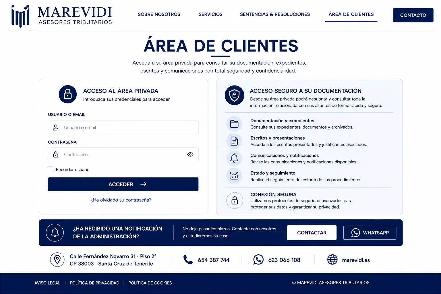 Área de clientes | MAREVIDI